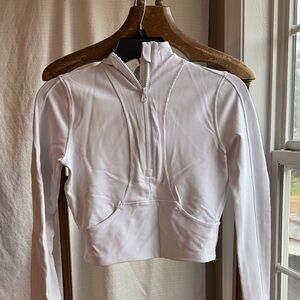 90 Degrees 1/4 zip Cropped Athleisure Pullover Wonen Small White